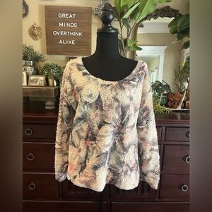 Anthropologie LA VI Floral Patterned Textured Soft Women's Sweater